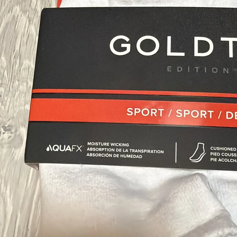 2 Gold Toe Sport Men's 6-Pair No Show Socks Shoe Size 6-12.5 White/Gray